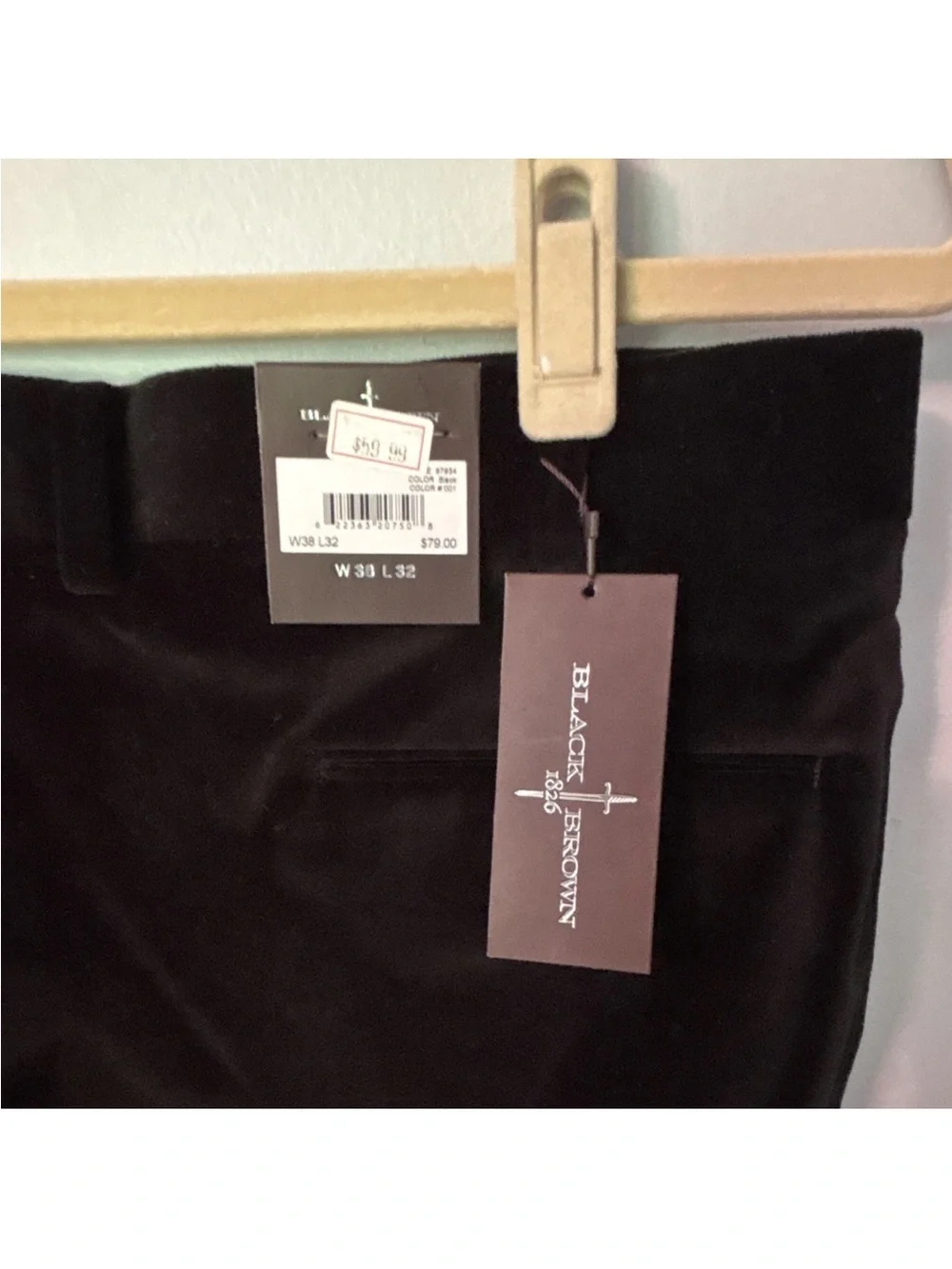 Black Brown 1826 Men's Dark Black Velour Pants